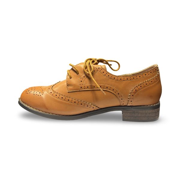 Ladies Classic And Casual PU Buckle Strap-Up Shoes - Brown