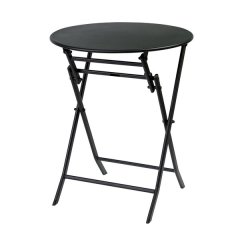 Round Vintage Folding Outdoor Table with Metal Frame