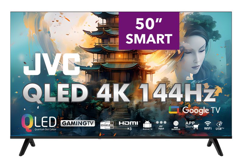 JVC 50" QLED Ultra 4K 144HZ Smart Google Gaming TV
