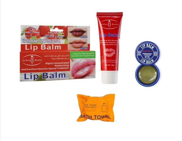 Aichun Beauty Nourishing Lip Balm, Noble Lip Balm &amp; Compressed Towel