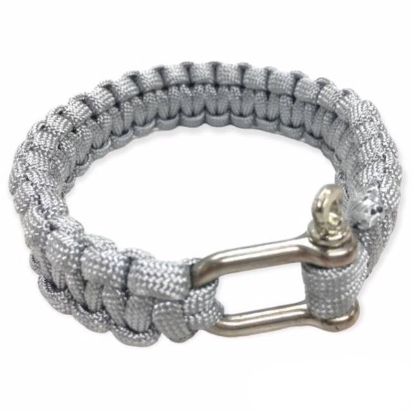 Paracord Hand Bracelet 25cm Metal Lock - Grey