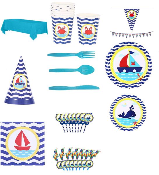 iKids Premium Party Tableware - Nautical - 6 Guests