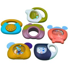 Mu Bear &amp; Co- 6 Pieces Baby Rattle Set Toy, 2 with Biteable Silica Gel tops
