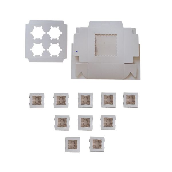 Premium 4-Cupcake Box - Sturdy Carton with Scalloped See-Through Window