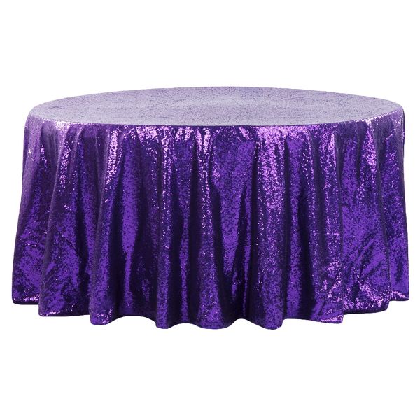 Round Sequin Tablecloth - Purple - 10 Seater
