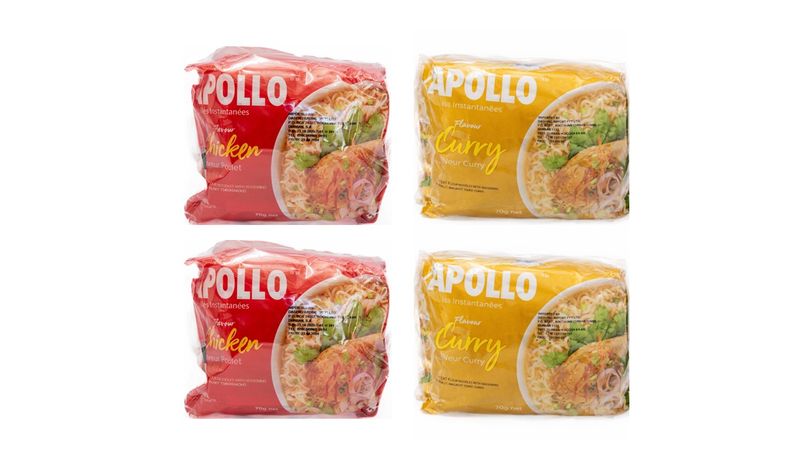 APOLLO INSTANT NOODLES - CHICKEN &amp; CURRY FLAVOURS (5 x 70g) 4 Packs