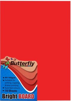 Butterfly - A4 - Bright Board - Red - 1 pack of 10