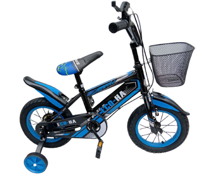 12-Inch Black and Blue Eco Ha Bicycle for Boys - 3 Years to 4 Years