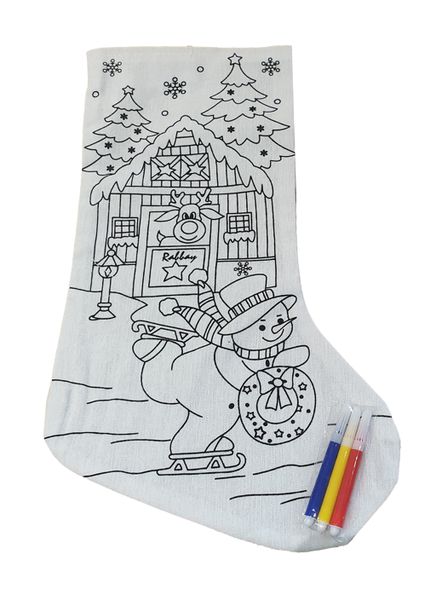 DIY Colour In Christmas Stocking With Markers - Snowman