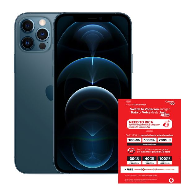 Apple iPhone 12 Pro Max 128GB - Pacific Blue(GAN) + Vodacom Sim Card Pack