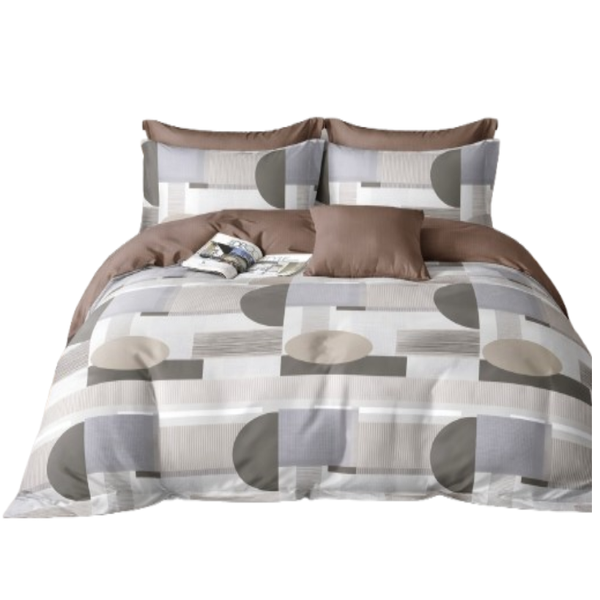 Linen Boutique - Duvet Cover Set Reversible-GeometricShapeWhite
