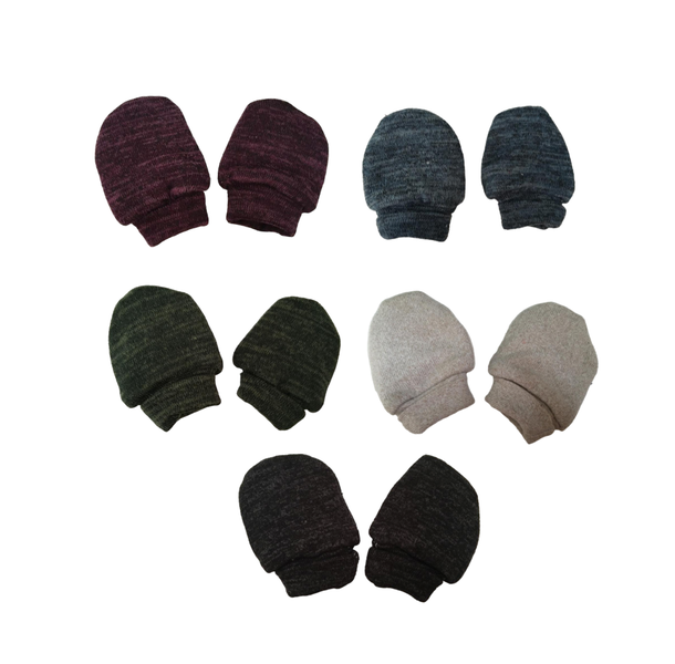 Baby Mittens Winter Knit Combo -5 Pack- Purple, Blue, Olive, Stone and Grey