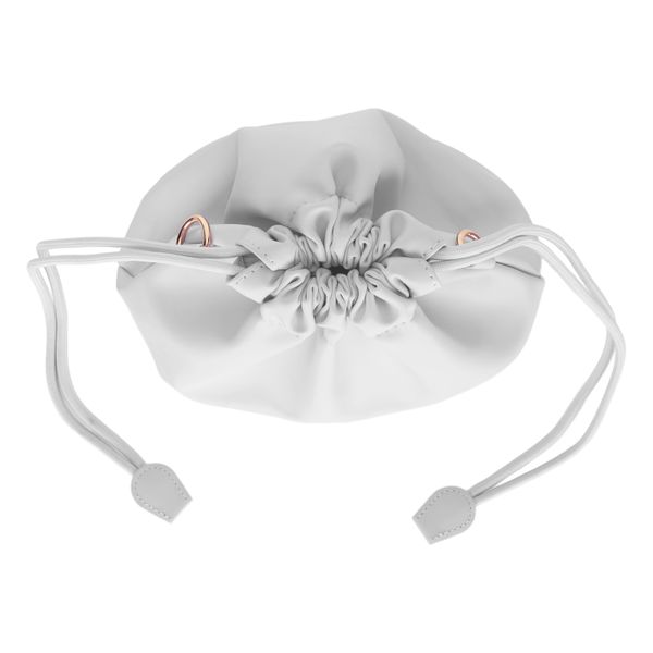 White drawstring camera pouch