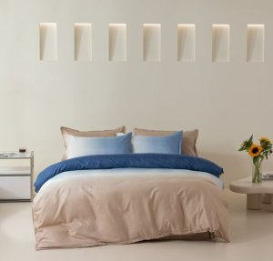 Linen Boutique - Duvet Cover Set Reversible-Ice Blue Champagne