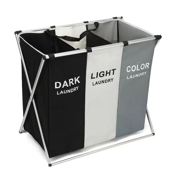 3 Compartments Laundry Basket Hamper for Bathroom and Bed Room