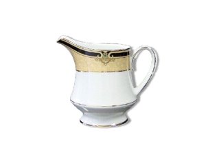 Noritake - Braidwood Creamer - White and Gold With Black Detail - 12 x 11 x 11cm