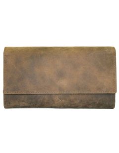 Fino SK-LV1316 Full Grain Genuine Leather Card Holder Tri-Fold Long Purse