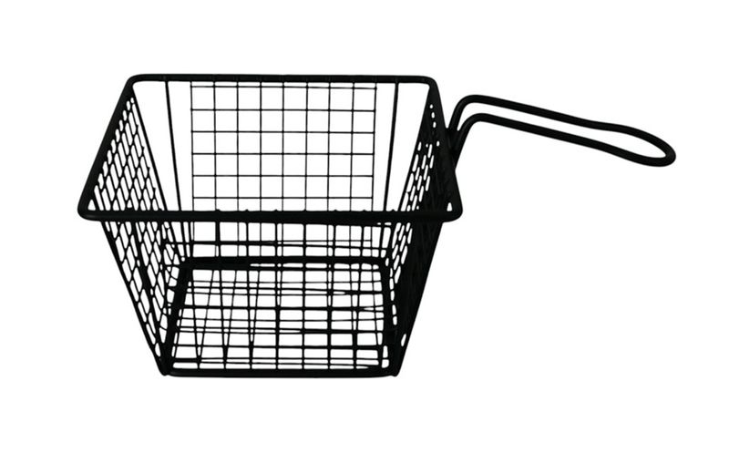 Black Coated Metal Frying Basket - Size:21x13x8.5CM