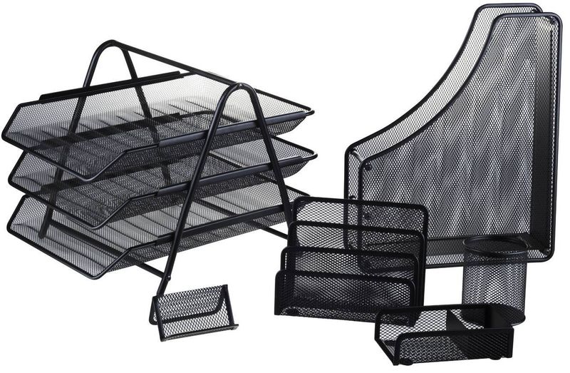 Wire Mesh Stationery Set - 6pcs - Black