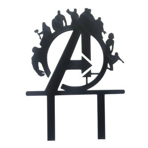 Avengers Cake Topper - Heroes Silhouette Design - 15cm Wide (Black)