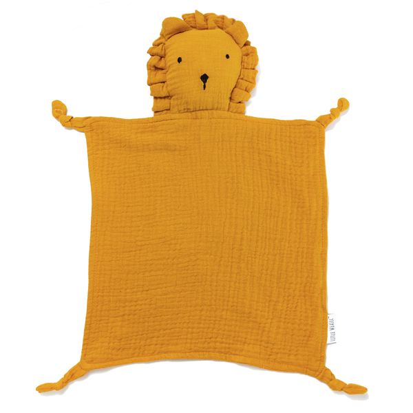 Little Weasel - Muslin Lion Lovey / Dudu Blanket (Sunset Orange)