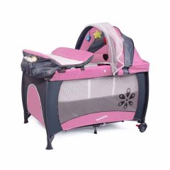 Pink Portable Baby Travel Cot Bed With Folding Mattress and Carry Bag