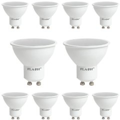 Flash GU10 220V 5W LED Down light Globe 3000k pack of 10 -EMS