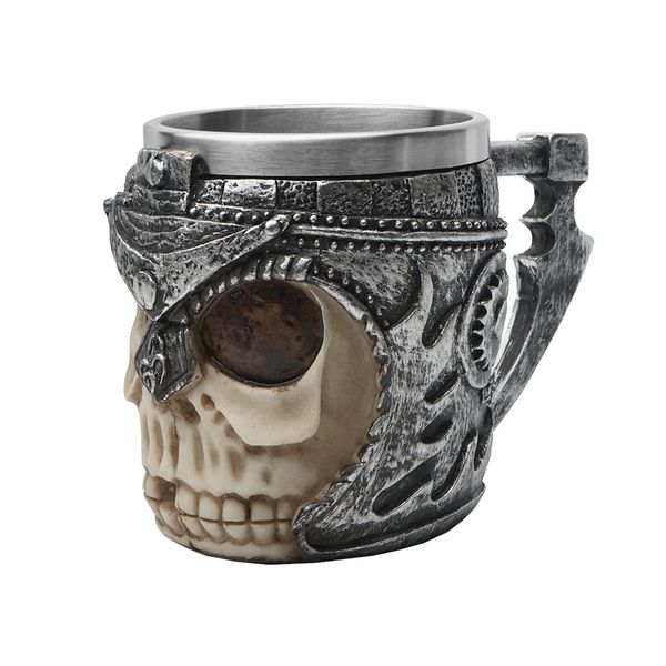 3D Creative Amazing Resin Stainless Steel Skull Coffee Mugs with Handle