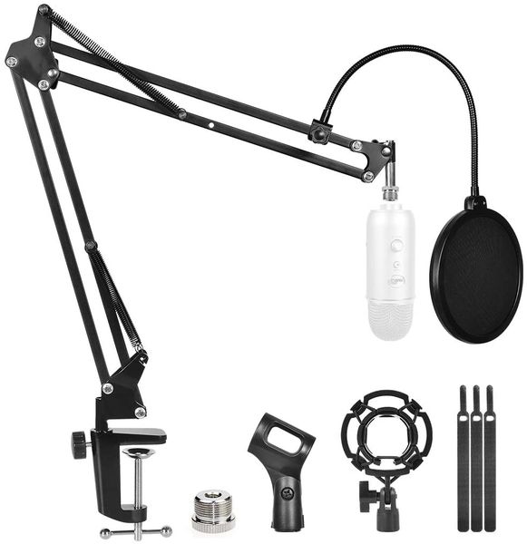 Glife Desktop Microphone Arm Stand with Mic Filter, Mic Clip,Shock Mount