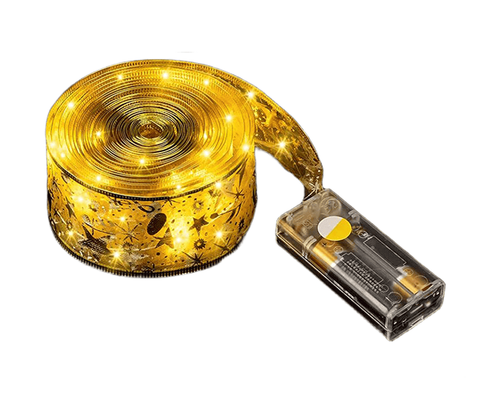 Golden Ribbon 5M 50-Light LED String Lights - Christmas Decor