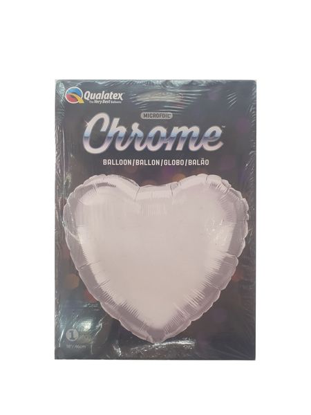 18 Inch Foil Heart Chrome Silver