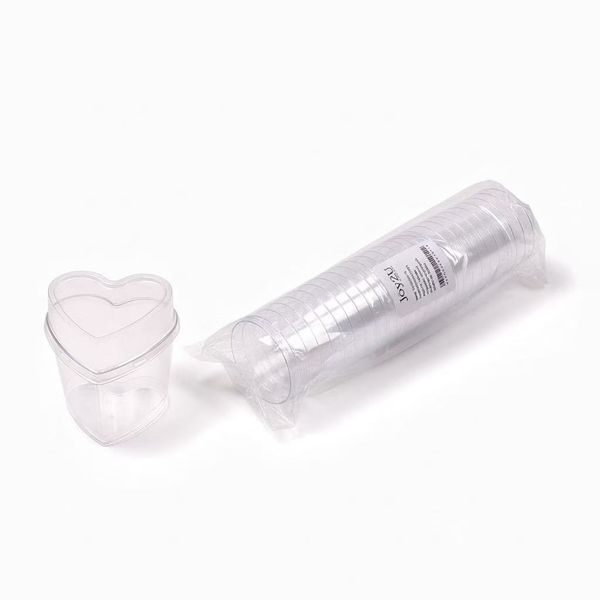 Clear Disposable Heart-shaped Plastic Cups with Lids - 210ml