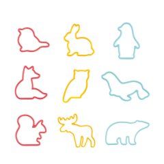 9 Piece Multicoloured BPA-Free Animals Cookie Cutter Set