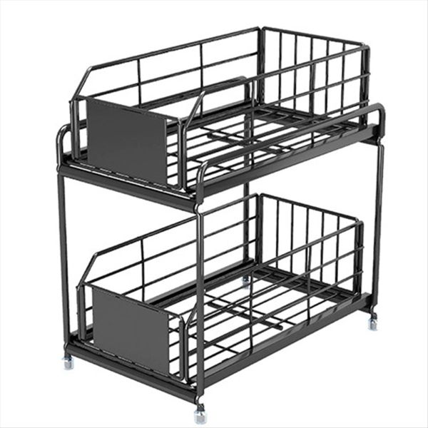 Sliding Drawer Under Sink Organizer Kitchen 2 Layer Multipurpose Rack Cabin