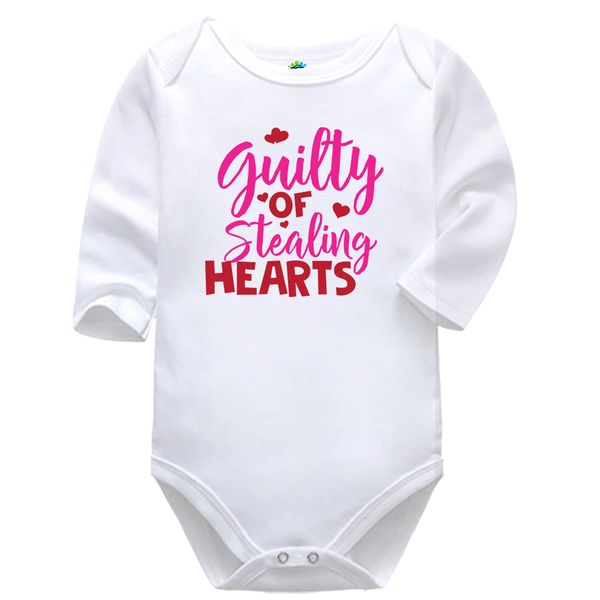 Guilty Of Stealing Hearts Valentine's Baby Vest Bodysuit Onesie Long Sleeve