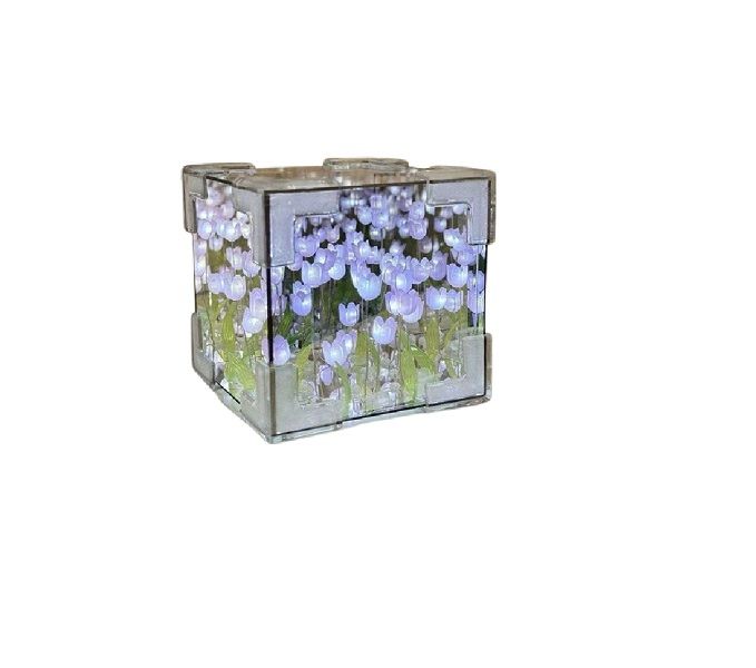 3D Tulip Mirror Night Light - DIY Modern Floral Cube Lamp