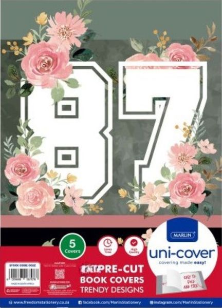 Marlin A4 87 Floral Pre Cut Book Cover - 5 Pack