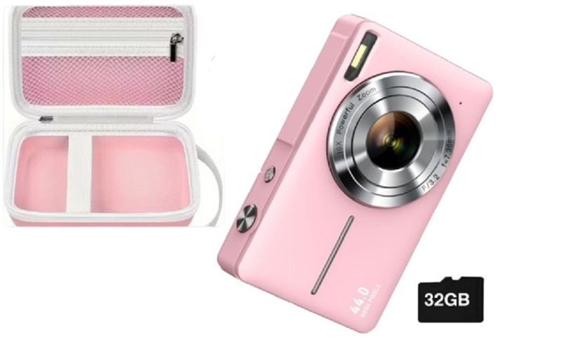 16X Zoom 44MP Anti-Shake Type-C Digital Camera w/ Bag &amp; 32GB SD