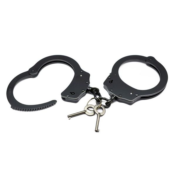 Black Coated Steel Handcuff with Chain