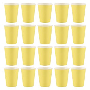 20 Paper Cups (9oz) - Plain Solid Colours Birthday Catering(yellow)