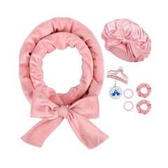 ALANES 7 Pieces Sleep Curling Set Butterfly Bow for Effortless Curls-Pink