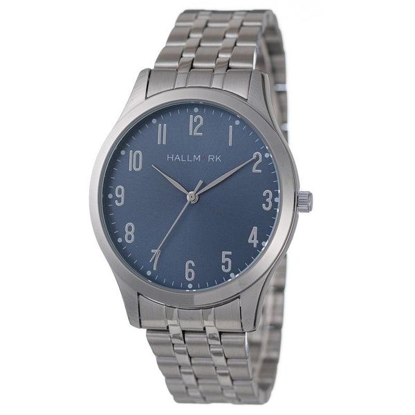 Hallmark Gents Silver Bracelet White Dial Watch