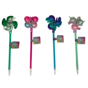 Colour Me - Novelty Push Pop Spinner Pen - Assorted Colours (4 Pack)
