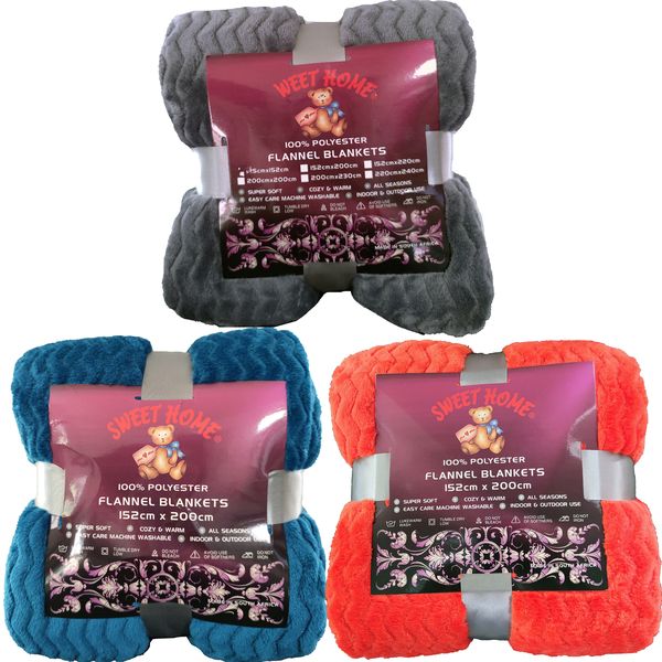 Warm Flannel Blanket.Three value packs.Art Fashion Lines - Multiple Color
