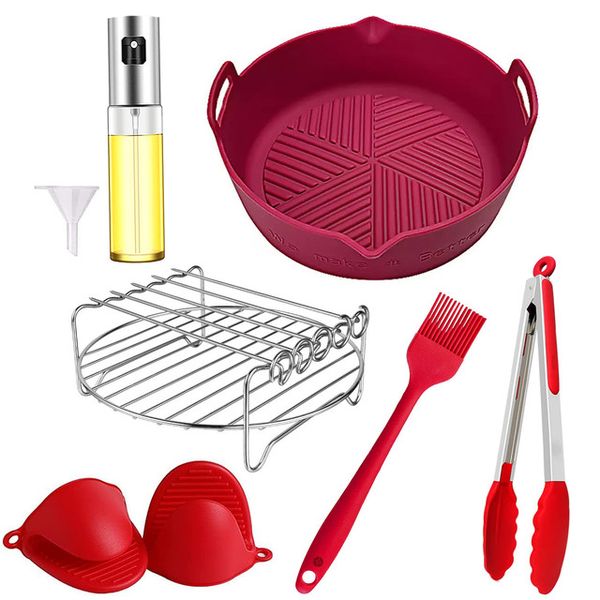Heavy Duty Air Fryer Reuseable Silicone Pot and Accessories Set - 12 Piece
