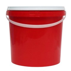 Plastic Bucket with Handle &amp; Tamperproof Lid - 10 Litre - Red - 5 Pack