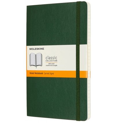 Moleskine Notebook, Large, Ruled, Myrtle Green, Soft Cover (5 X 8.25)