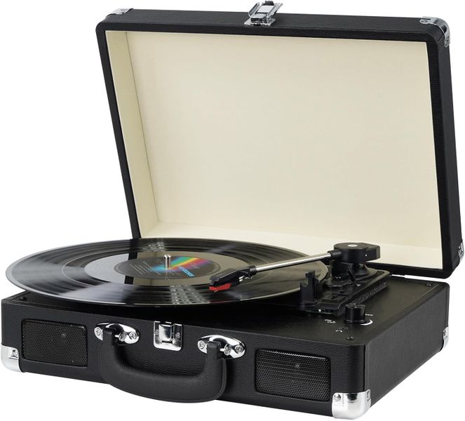Vinyl Record Player with Portable Suitcase 3 Speeds Belt Driven Turntable