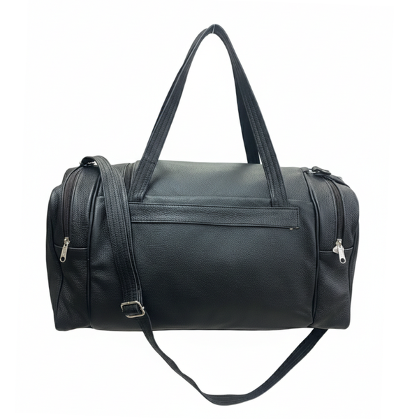 Genuine Black Leather Duffel Bag - 20L Travel &amp; Gym Bag