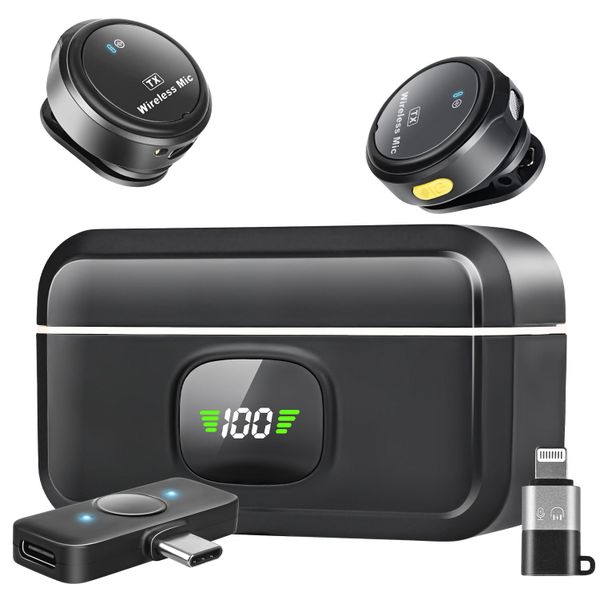 Wireless Lavalier Mini Microphone For Video Recording With Charging Case